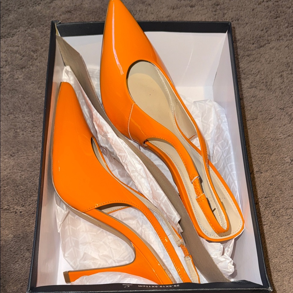 Marc Fisher EMALYN Bright Orange Slingback Heels COMFY - Picture 5 of 6